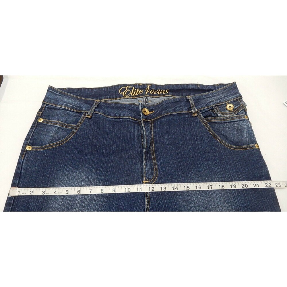 Elite Jeans Women Jeans Plus Sz 21/22 Flared High Rise Dark Wash Stretch Crop - Picture 4 of 8